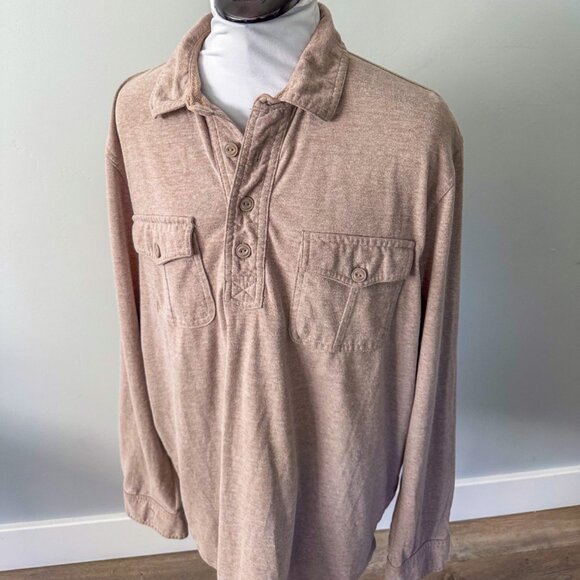 Gap Mens Tan Long Sleeve Polo Tee - Picture 8 of 8